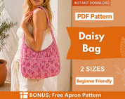 Daisy Bag Sewing Pattern | Shoulder Bag Pattern | Market Bag Pattern | Sewing Pattern Hobo Bag | Beach Bag Pattern | Easy Bag Pattern