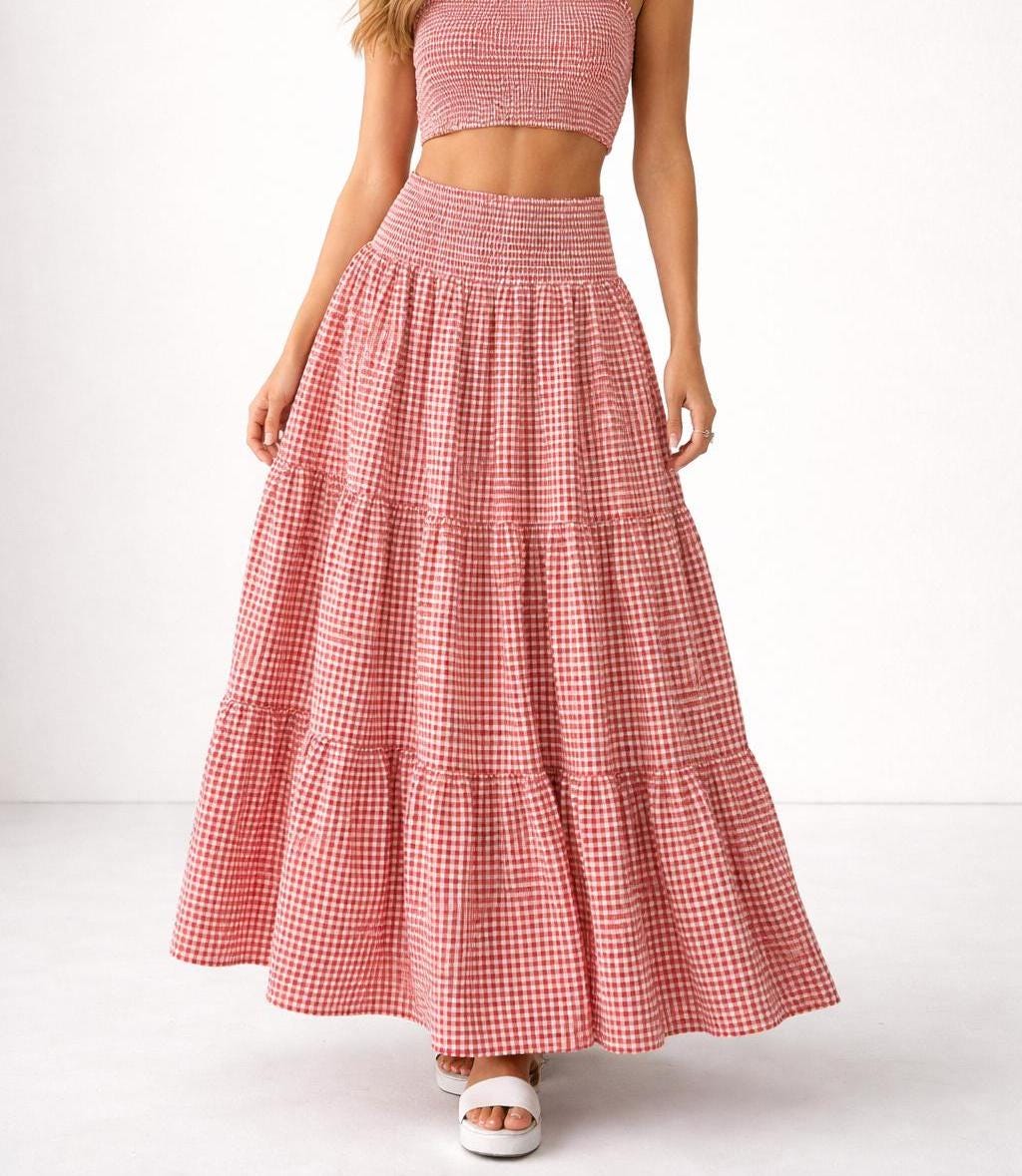 Tiered Maxi Skirt Sewing Pattern | Skirt Pattern | High Waist Skirt Pattern | Sewing Patterns | Women Sewing Pattern, Summer Skirt Pattern