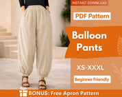Balloon Pants Sewing Pattern, Barrel Leg Pants Pattern, Wide Leg Pants Sewig Pattern, Women Sewing Pattern Pants, Baggy Pants Pattern