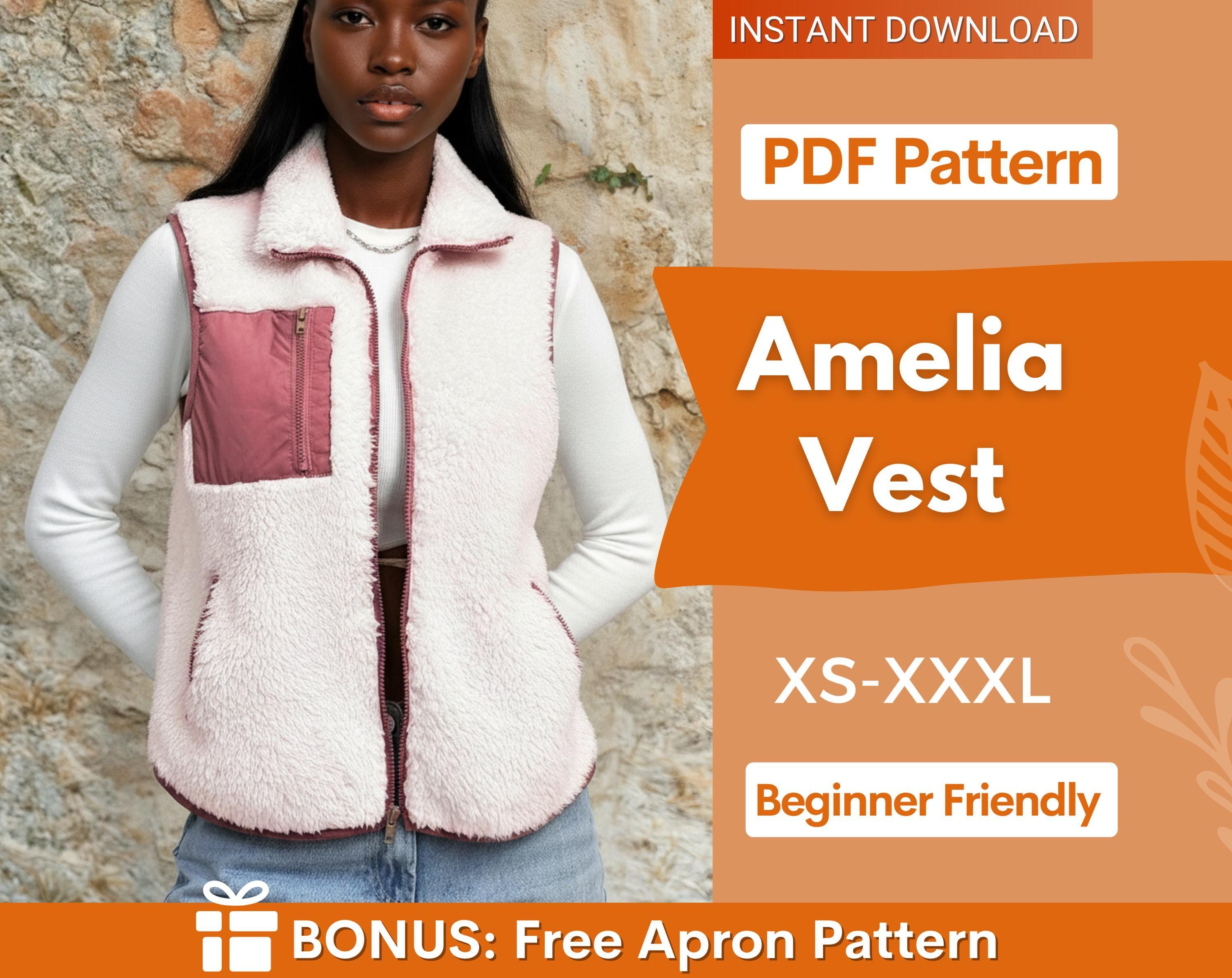Teddy Vest Sewing Pattern | Sewing Patterns | Women Pattern | Jacket Sewing Pattern | XS-XXXL | Puffer Vest Sewing Pattern for Women
