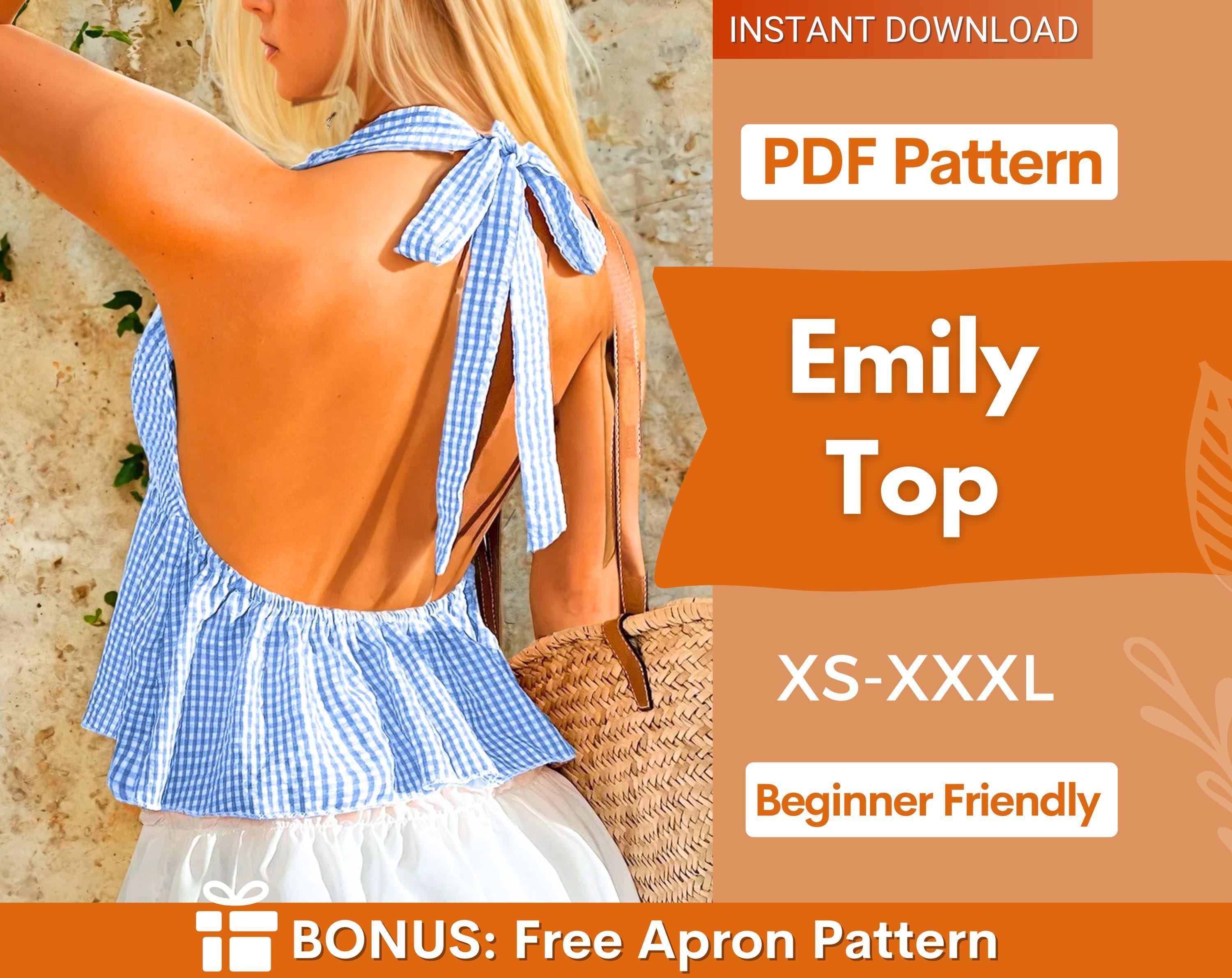 Tie Back Top Sewing Pattern, Women Sewing Pattern, Peplum Top Pattern, Sewing Patterns for Women, Summer Top, Tie Top, Blouse Top Pattern