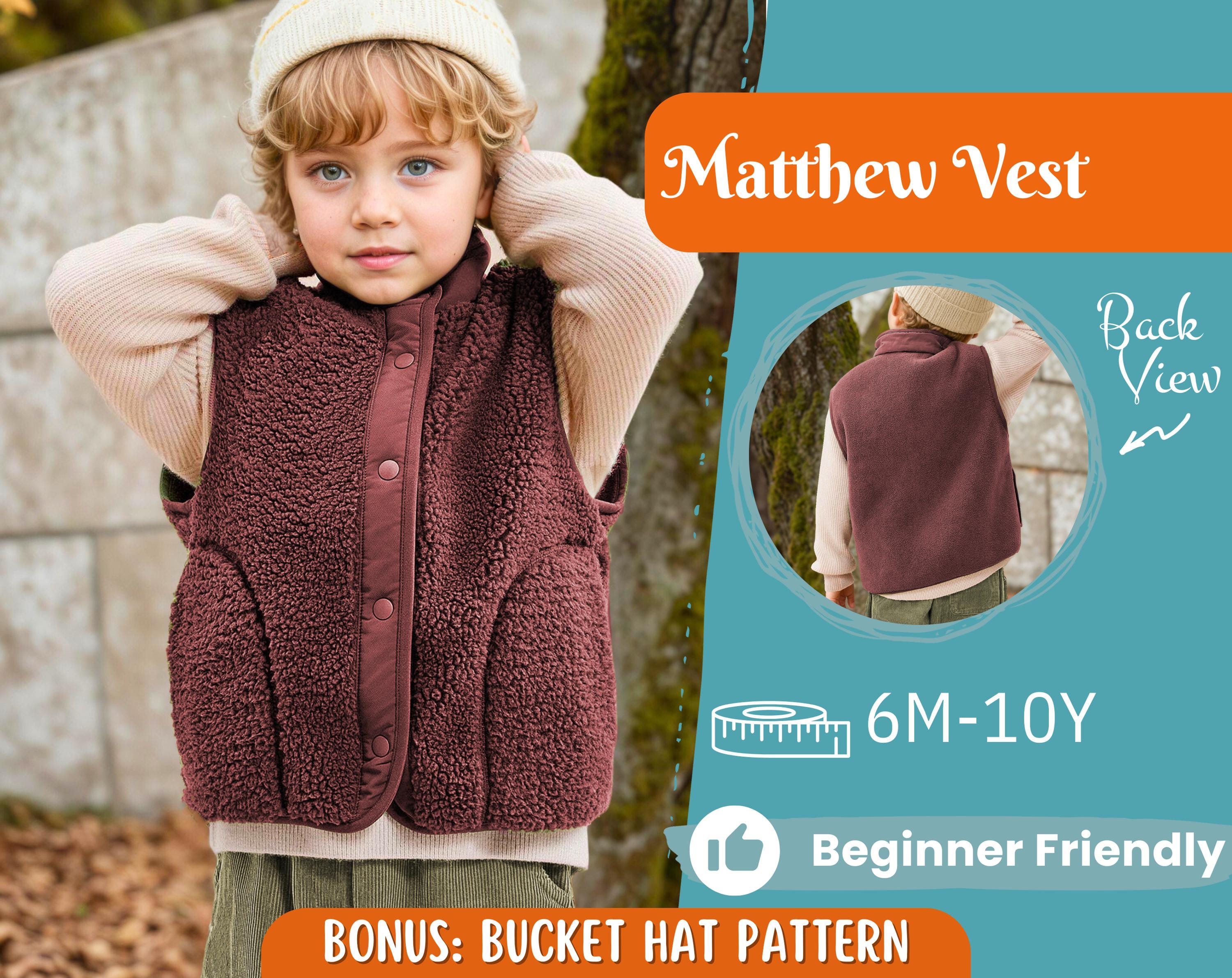 Vest Sewing Pattern for Kids, Teddy Vest Pattern, Kids Pattern, PDF Pattern, Beginner Pattern, Sewing Pattern Toddlers, Kids Vest Pattern