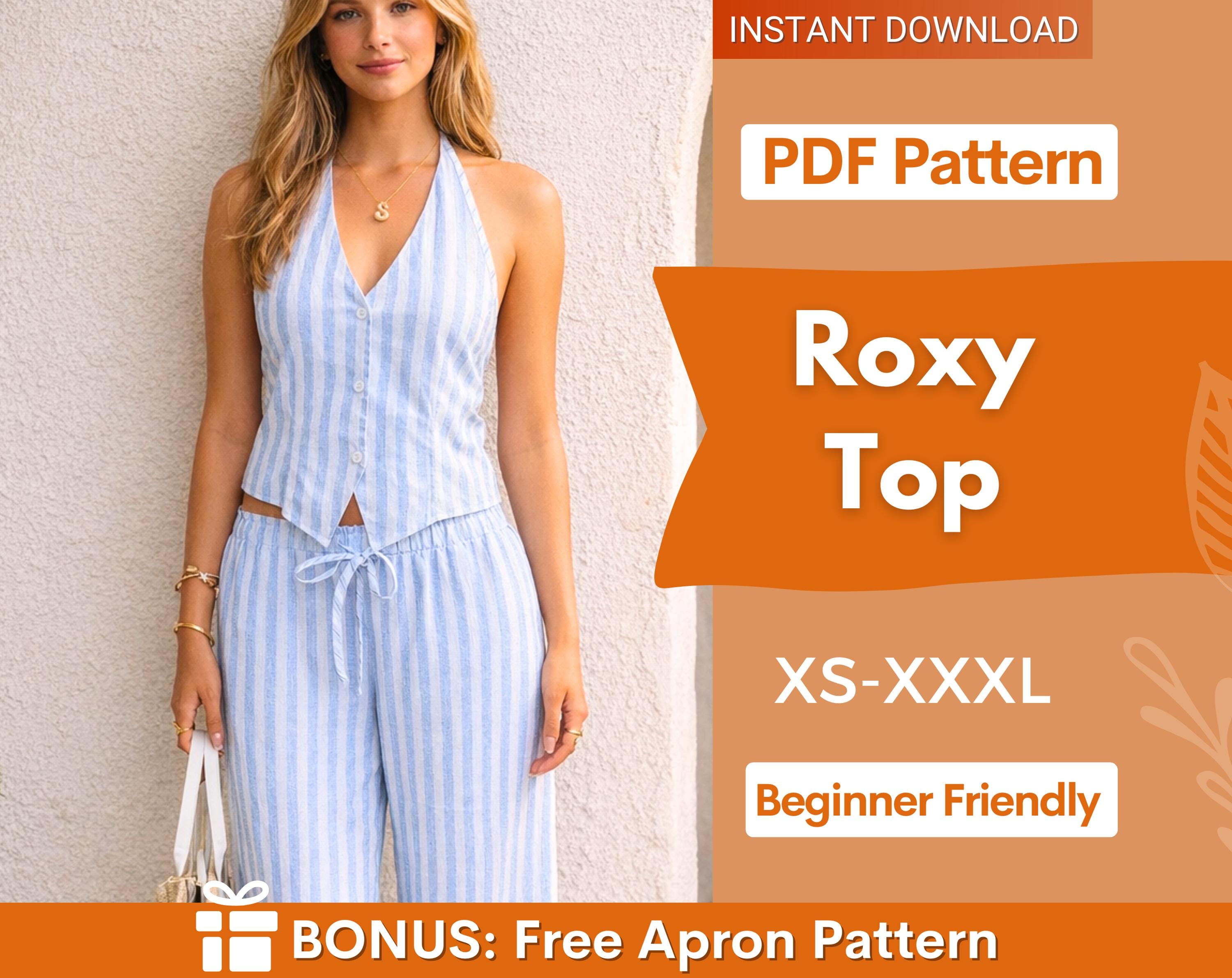 Roxy Top Sewing Pattern | Back Tie Top Sewing Pattern | Halter Top Pattern | Sewing Pattern Women | Tie Top Pattern | Easy Top Beginner