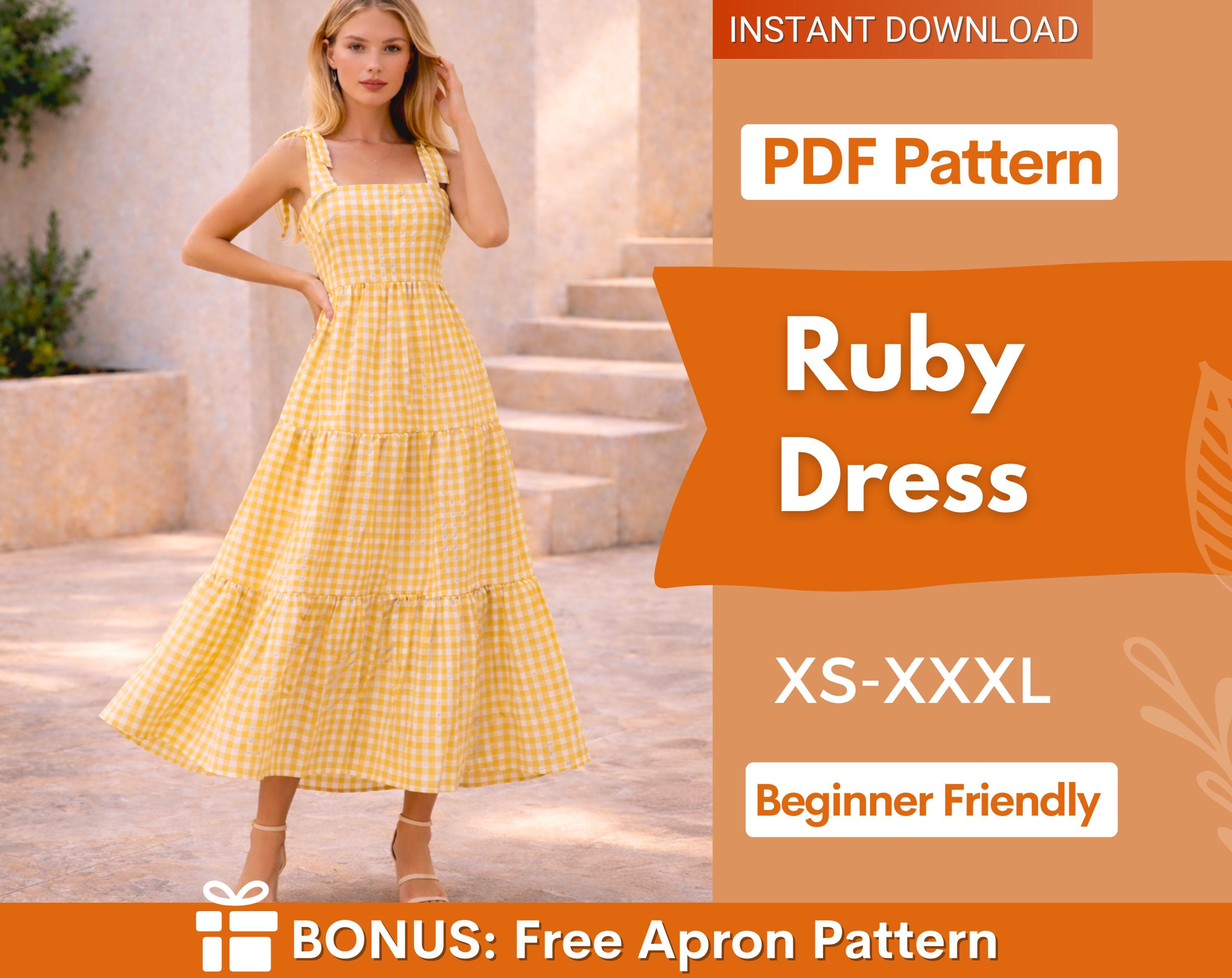 Ruby Dress Sewing Pattern | Tiered Dress Pattern | Maxi Dress Pattern | Gathered Dress Pattern | Women Sewing Pattern Dress