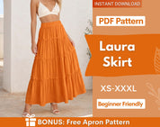 Maxi Skirt Sewing Pattern | Tiered Skirt Pattern | Women Skirt Pattern | Sewing Patterns | Women Patterns, Long Skirt Pattern, Ruffled Skirt