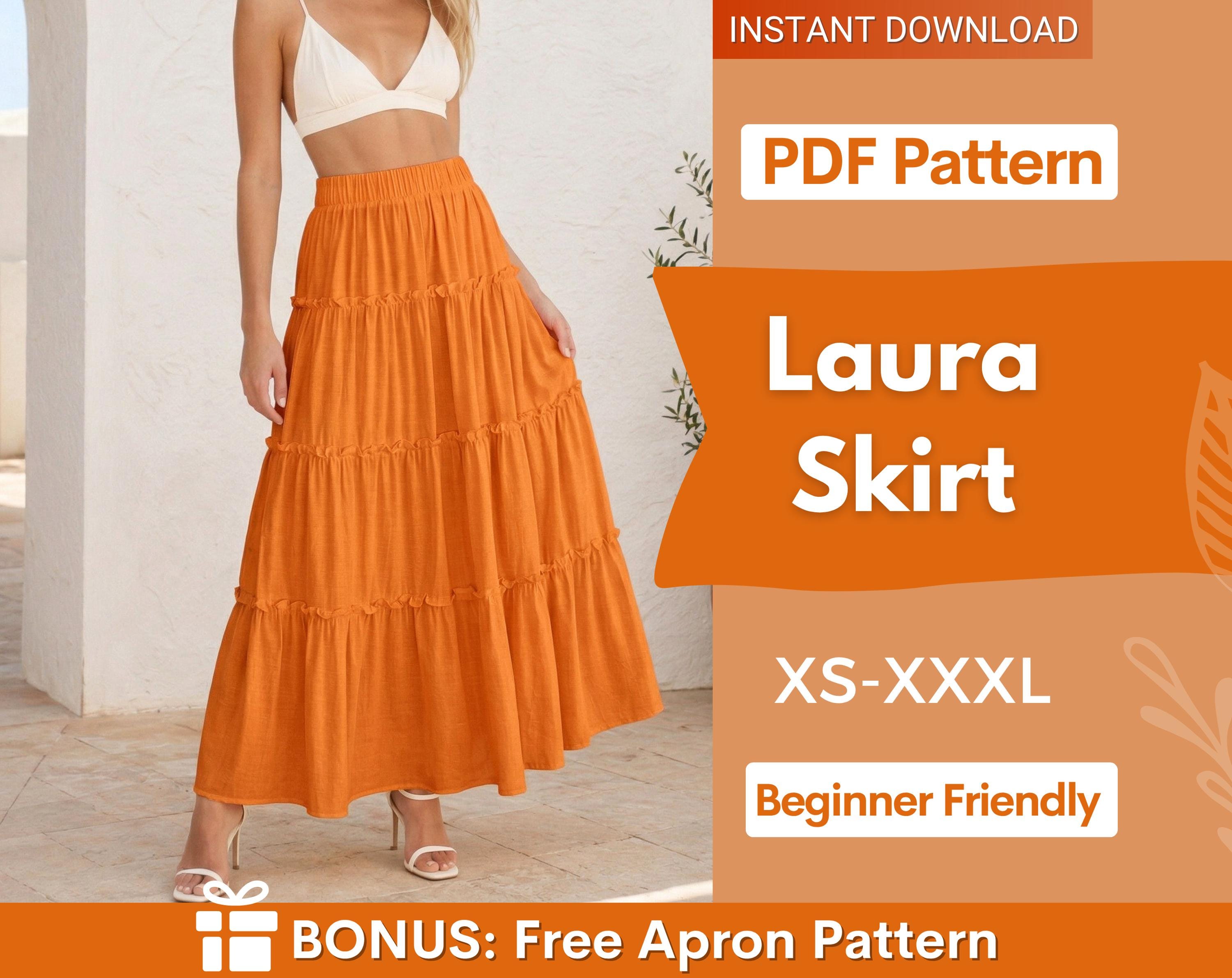 Maxi Skirt Sewing Pattern | Tiered Skirt Pattern | Women Skirt Pattern | Sewing Patterns | Women Patterns, Long Skirt Pattern, Ruffled Skirt