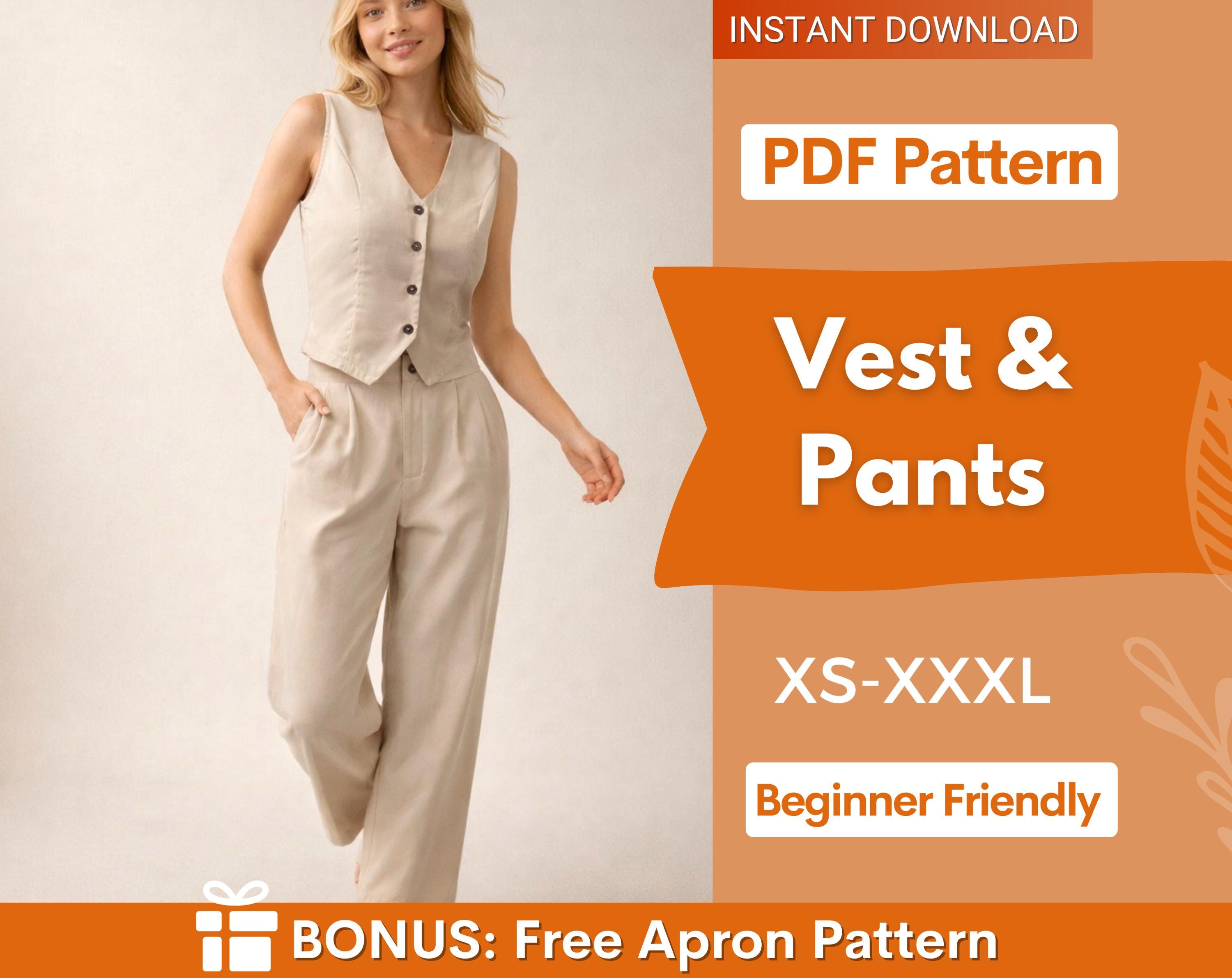 Vest & Pants Sewing Patterns | Suit Set Sewing Pattern | Pants Pattern | Vest Pattern | Trouser Pattern | Sewing Patterns, Waistcoat Pattern