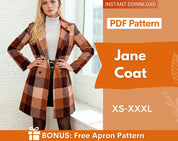 Coat Sewing Pattern with Lining | Winter Coat Pattern | Long Coat Pattern | Jacket Sewing Pattern, Women Sewing Pattern, Pattern Jacket Coat