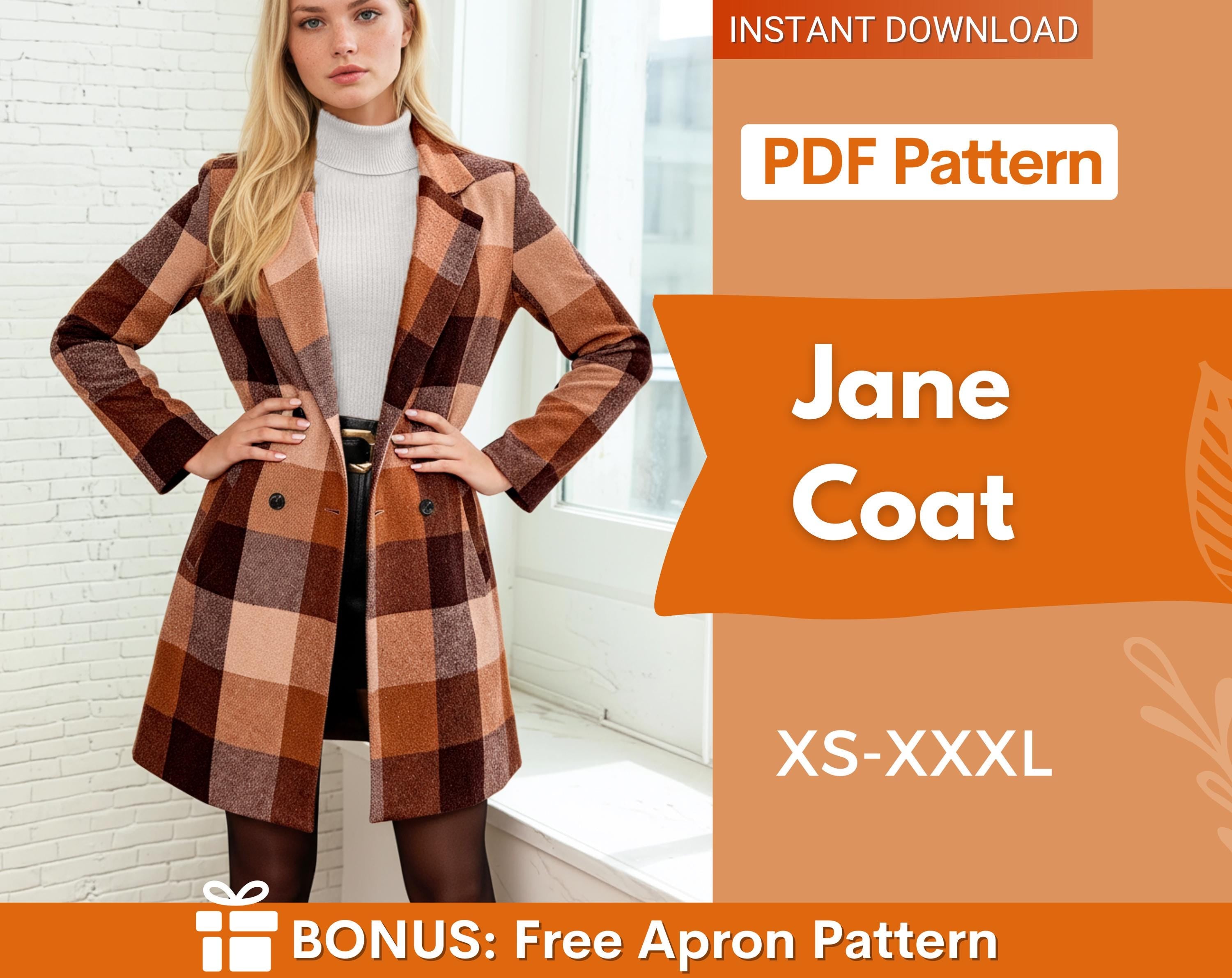 Coat Sewing Pattern with Lining | Winter Coat Pattern | Long Coat Pattern | Jacket Sewing Pattern, Women Sewing Pattern, Pattern Jacket Coat