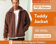 Teddy Jacket Sewing Pattern for Men, Jacket Pattern, Men Sewing Pattern, Button Up Jacket Men, Coat Pattern, Teddy Jacket, Men Jacket Coat