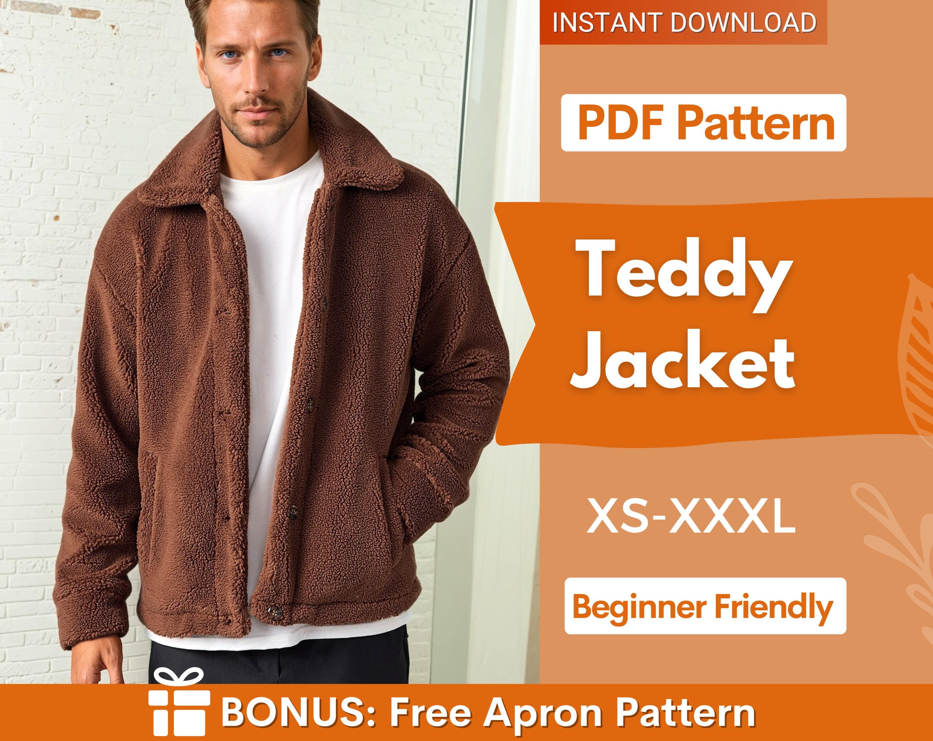 Teddy Jacket Sewing Pattern for Men, Jacket Pattern, Men Sewing Pattern, Button Up Jacket Men, Coat Pattern, Teddy Jacket, Men Jacket Coat
