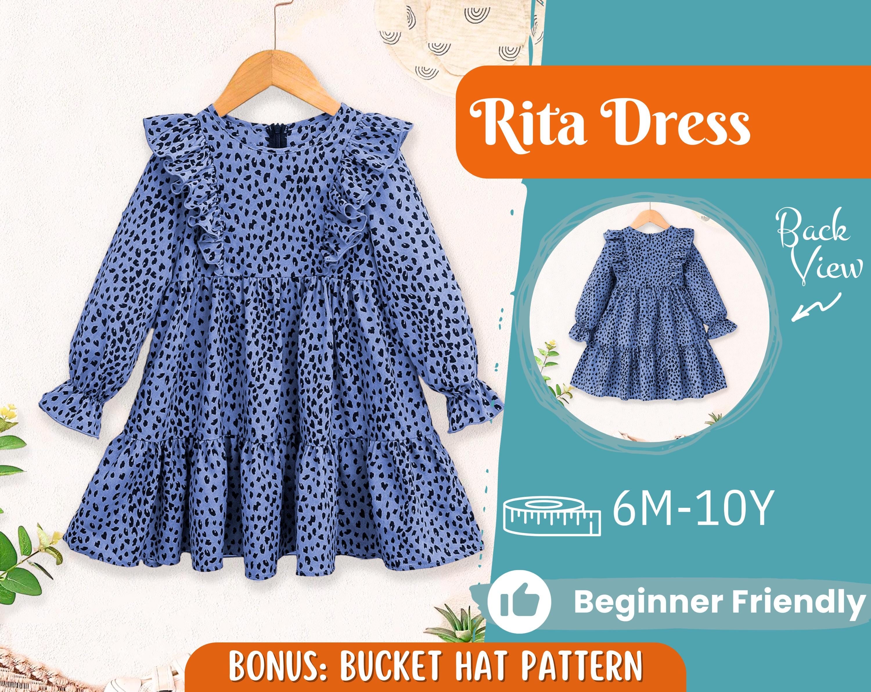 Dress Sewing Pattern for Kids, Dress Pattern, Kids Pattern, Easy PDF Pattern, Beginner Pattern, Sewing Pattern Toddlers, Baby Sewing Pattern