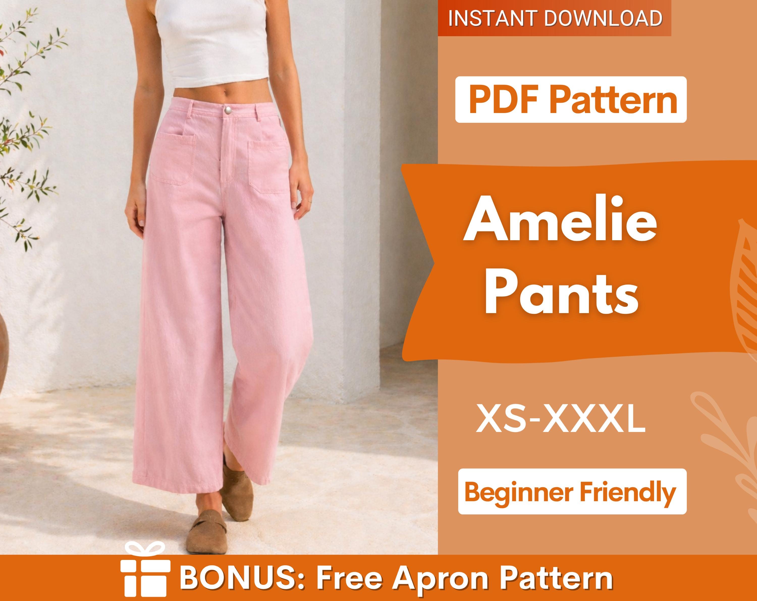 Amelie Pants Sewing Pattern for Women | Sewing Patterns | Trousers Sewing Pattern | Wide Leg Pants Pattern, Sewing Pattern Pants Women