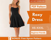 Roxy Dress Sewing Pattern | XS-XXXL | Prom Dress Pattern | Summer Dress | Women Sewing Pattern | Backless Dress, Open Back Dress, Mini Dress