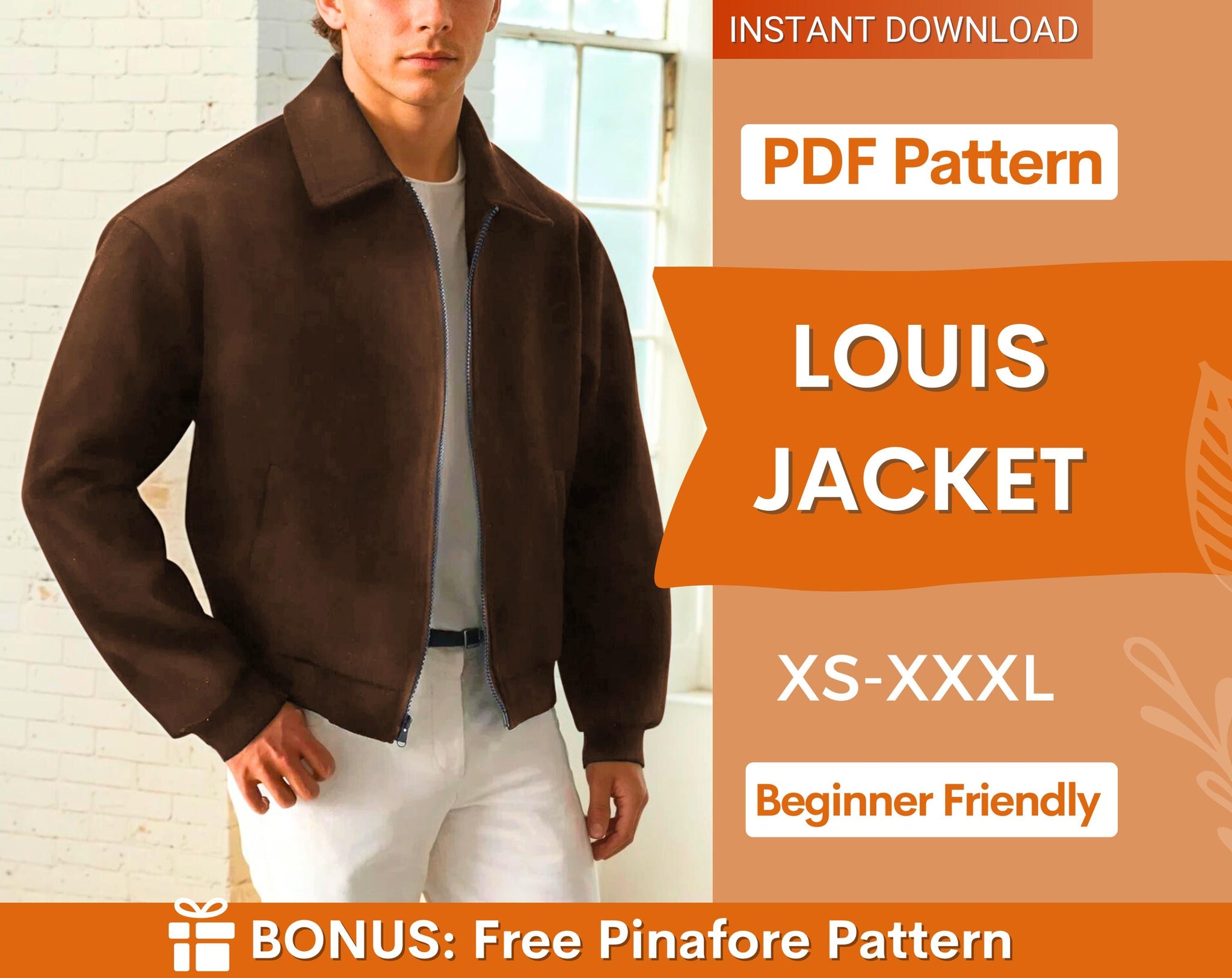 Jacket Sewing Pattern for Men, Jacket Pattern Men, Men Sewing Pattern,