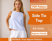 Side Tie Top Sewing Pattern | Women Sewing Pattern | Crop Top Pattern | Summer Tie Top Pattern | Sewing Patterns Top | Tank Crop Top Blouse