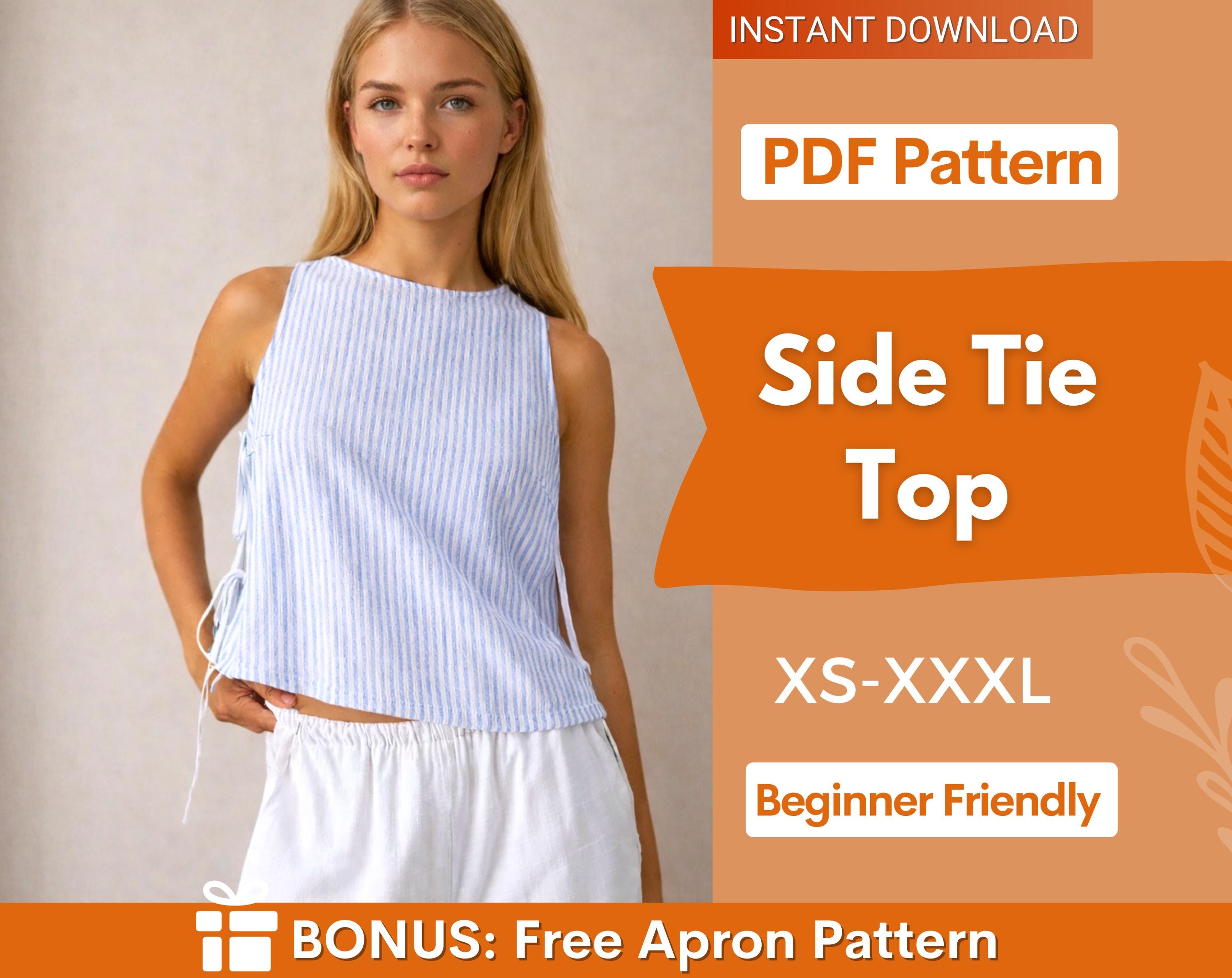 Side Tie Top Sewing Pattern | Women Sewing Pattern | Crop Top Pattern | Summer Tie Top Pattern | Sewing Patterns Top | Tank Crop Top Blouse