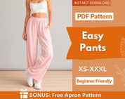 Elastic Waistband Pants Sewing Pattern for Women | Pants Pattern | Trouser Pattern | Women Sewing Pattern | High Waisted Pants PDF Pattern