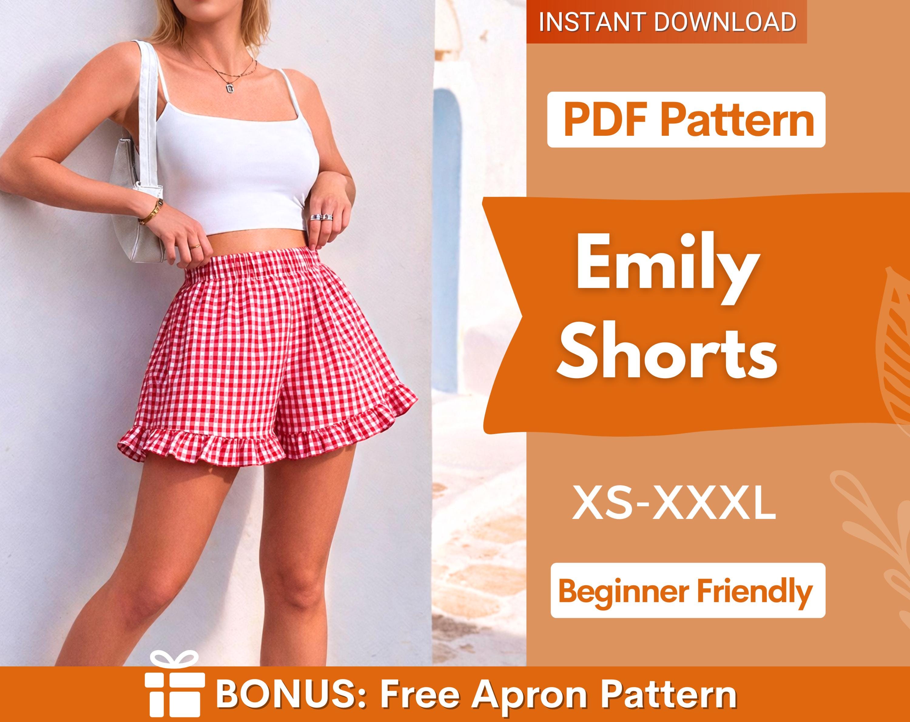 Emily Shorts Sewing Pattern | Women Shorts Pattern | Beginner Shorts | Elastic Waistband Shorts | High Waist Wide Leg Shorts