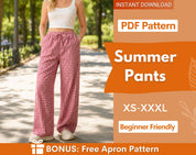 Pants Sewing Pattern | Wide Leg Pants for Women | Pants with Pockets Pattern | Women Sewing Pattern | Women Elastic Waistband Pants