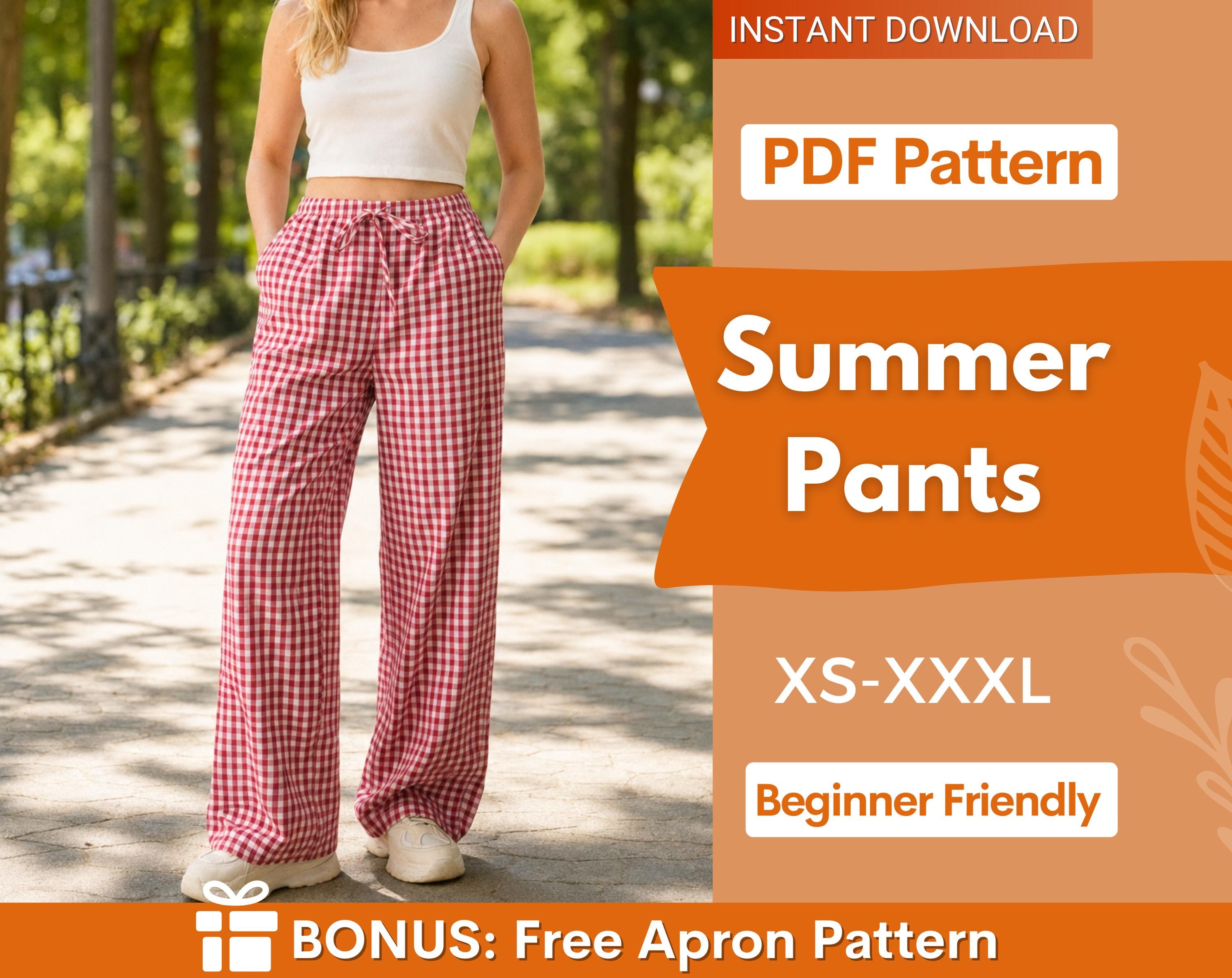Pants Sewing Pattern | Wide Leg Pants for Women | Pants with Pockets Pattern | Women Sewing Pattern | Women Elastic Waistband Pants