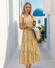 Tiered Dress Pattern | Shoulder Tie Dress Pattern | Maxi Dress Pattern | Gathered Dress Pattern | Ruffle Dress Pattern Women, Summer Dress
