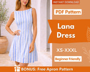 Lana Dress Sewing Pattern | Boat Neck Dress Sewing Pattern | Sewing Patterns | Women Patterns | Summer Dress | Women Mini Dress