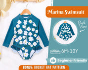 Swimsuit Sewing Pattern for Kids, Swimsuit Pattern, Kids Pattern, Bodysuit Pattern, Beginner Pattern, Sewing Pattern Toddlers, PDF Pattern