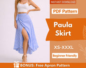 Paula Maxi Skirt Pattern | Wrap Skirt Pattern | Women Sewing Pattern | Sewing Patterns | Easy Skirt Sewing pattern | Maxi Wrap Skirt Pattern