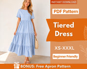 Maxi Dress Sewing Pattern | Dress Pattern | Sewing Patterns | Women Patterns | Summer Dress | Tiered Dress | Dress with Sleeves