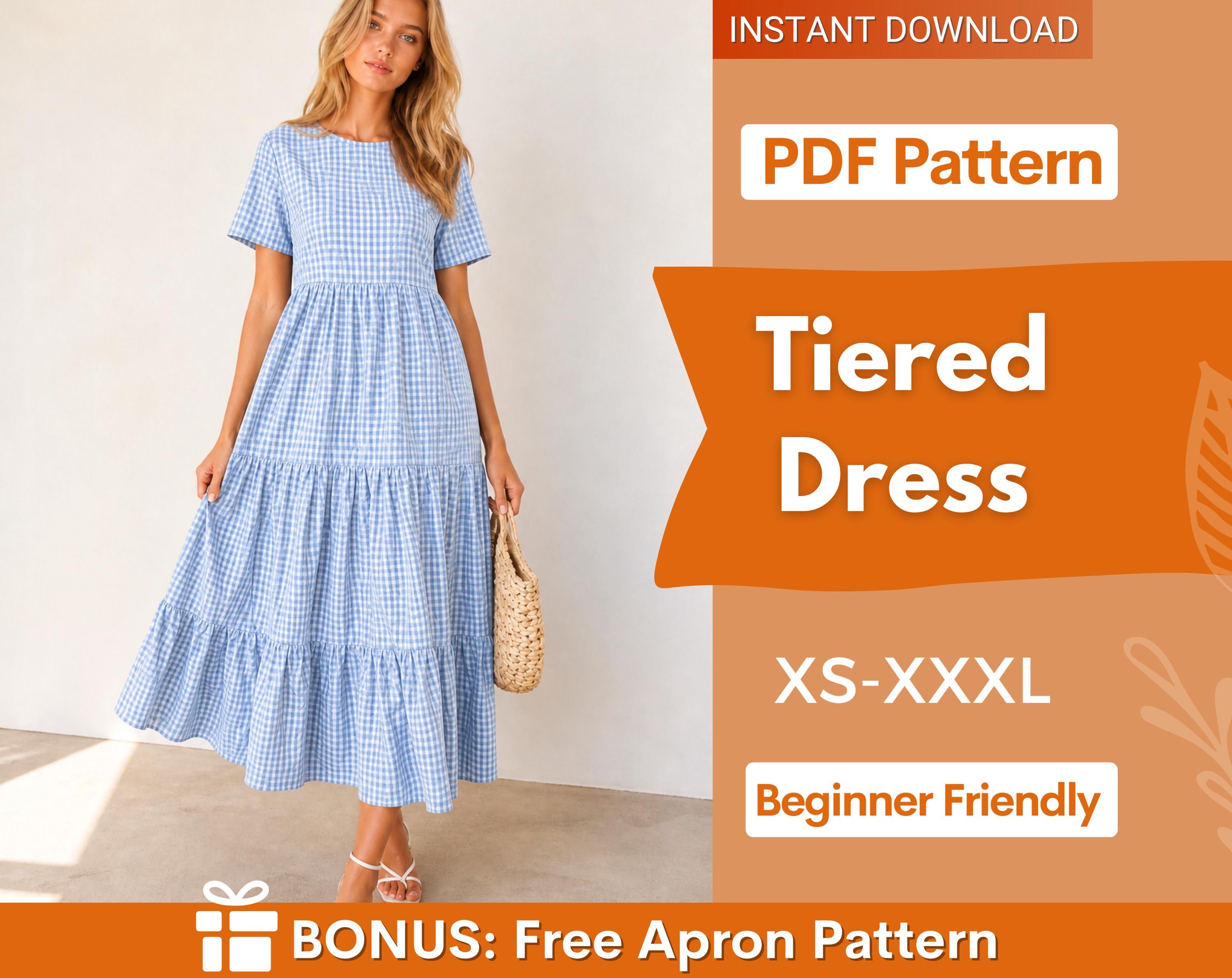 Maxi Dress Sewing Pattern | Dress Pattern | Sewing Patterns | Women Patterns | Summer Dress | Tiered Dress | Dress with Sleeves