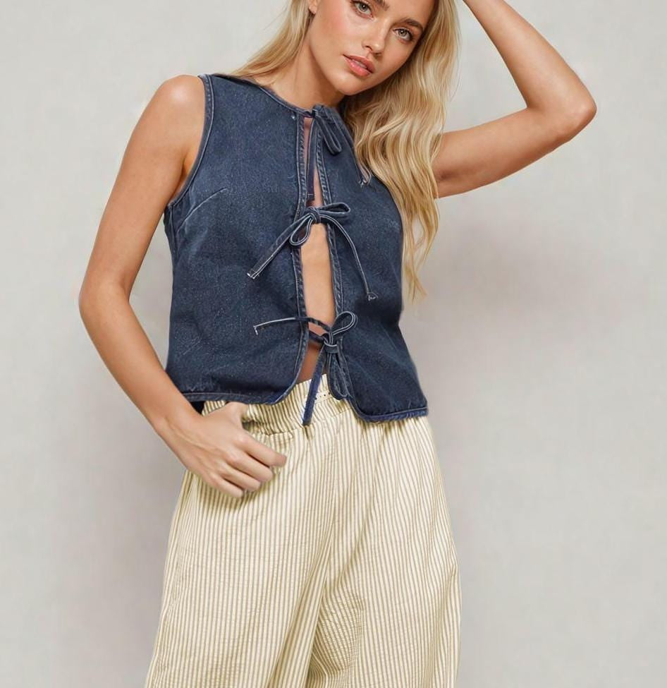 Top Sewing Pattern | Front Tie Top Pattern | Vest Pattern | Top sewing pattern | Women Sewing Patterns | Denim Pattern Vest Top Women