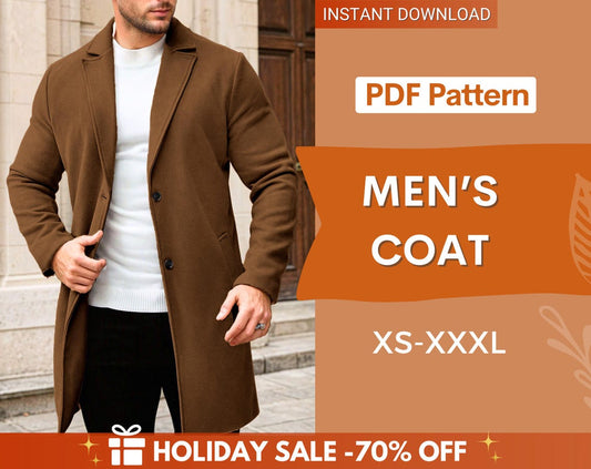 Men Coat Sewing Pattern | Winter Coat Sewing Pattern | Long Coat Pattern | Men Jacket Sewing Pattern | Men's Sewing Pattern | Coat Jacket