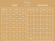 Size Chart of Milkmaid  Dress at Indie Pattern in USA
