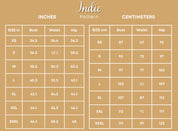 Size Chart of Maxi Skirt at Indie Pattern in USA
