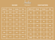 Size Chart of Shirt & Pants at Indie Pattern in USA
