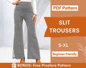 Flare-Leg Slit Pants Sewing Pattern – Trendy & Versatile