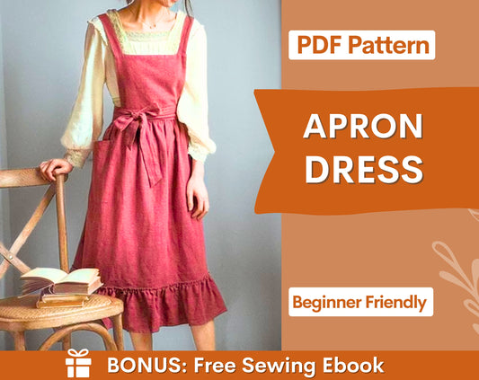 Pinafore Dress Pattern - Apron Pattern PDF For Women - Vintage Women Fancy Apron - Sewing pattern - Pinafore pattern - Cottage Dress pattern