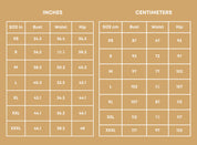 Size Chart of Slit Skirt  at Indie Pattern in USA

