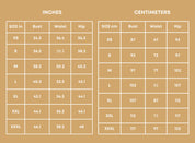 Size Chart of Wrap Skirt at Indie Pattern in USA
