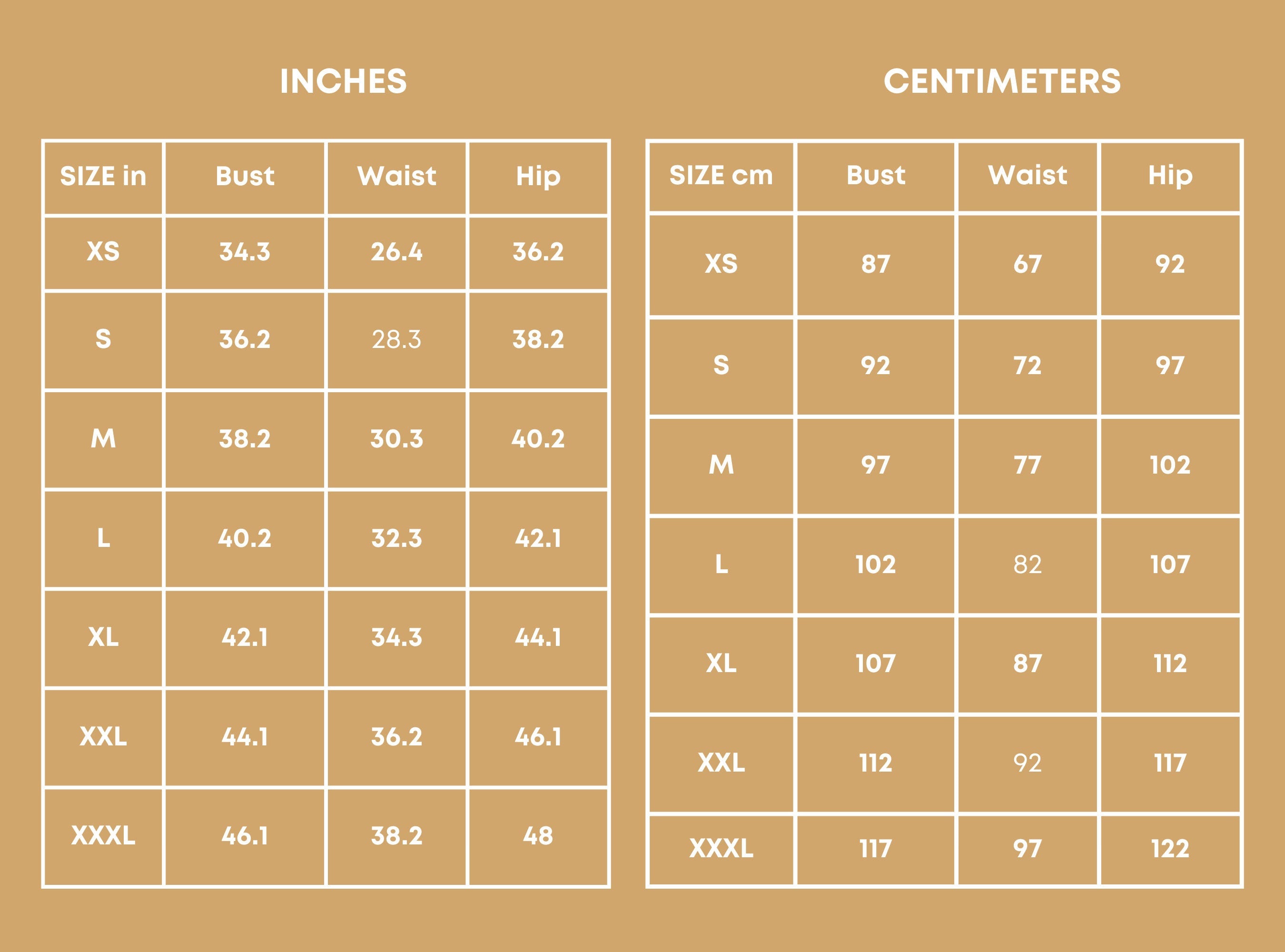 Size Chart of Wrap Skirt at Indie Pattern in USA
