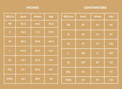 Size Chart of Boho Skirt  at Indie Pattern in USA

