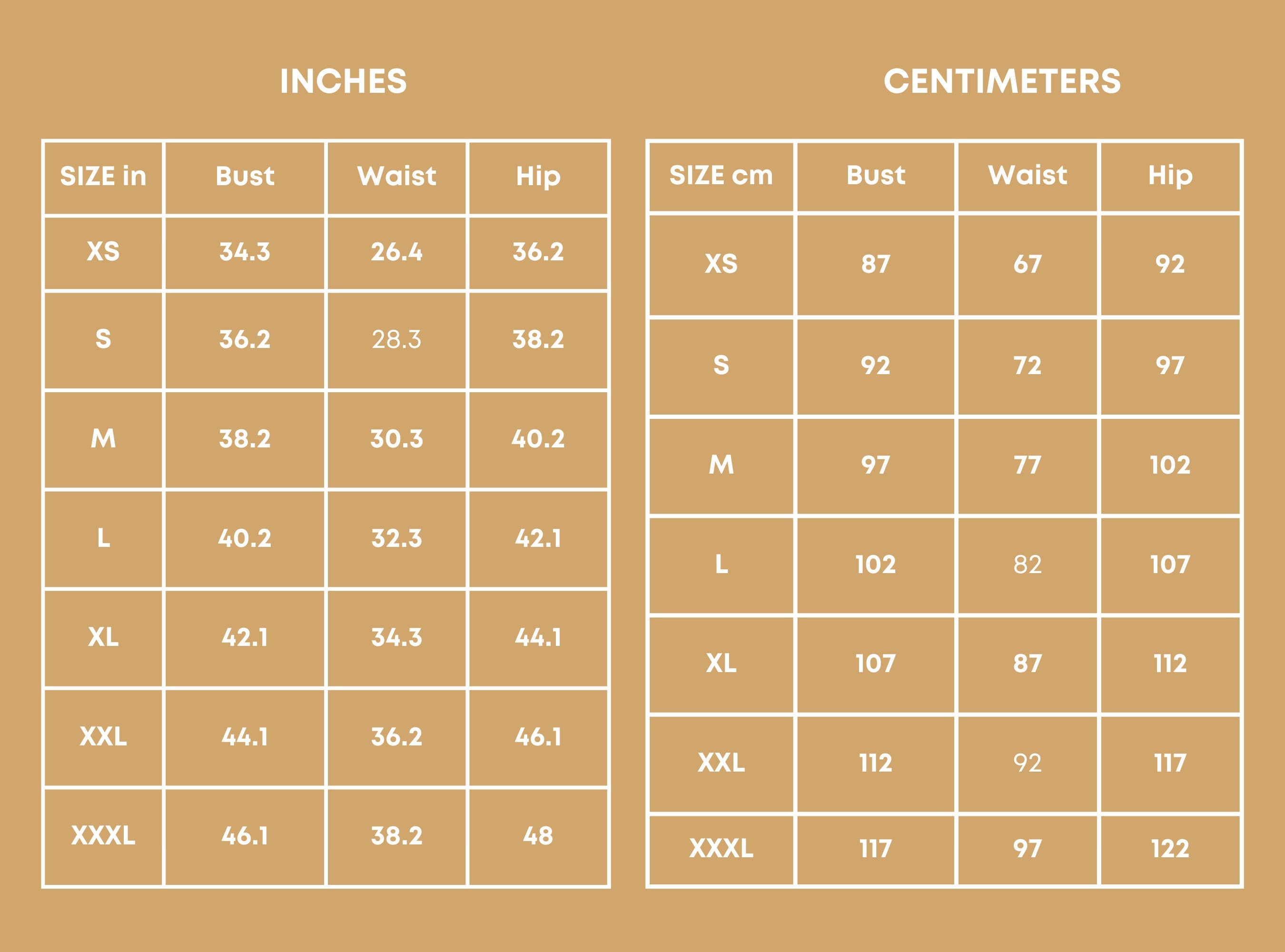 Size Chart of Boho Skirt  at Indie Pattern in USA

