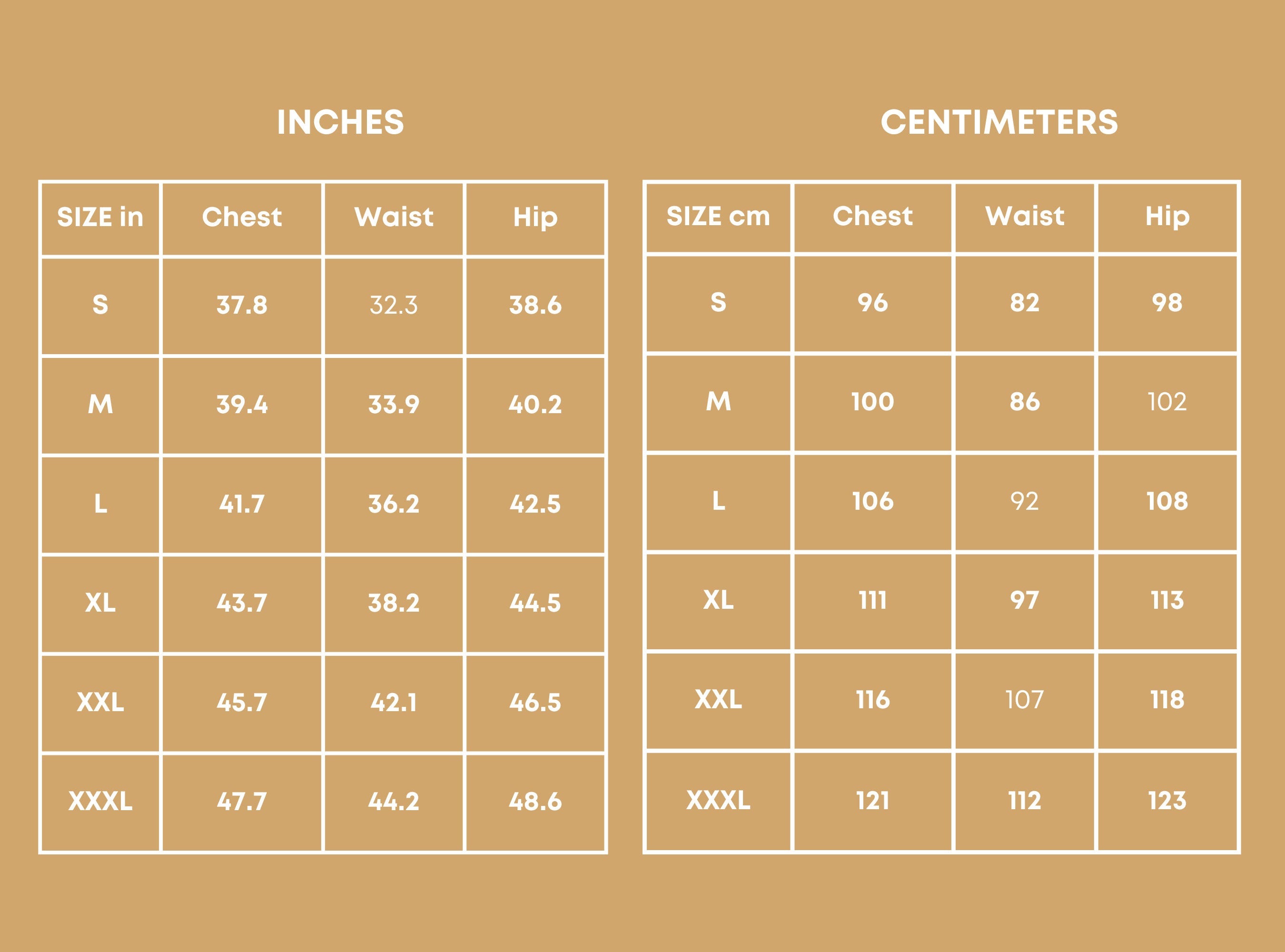 Size Chart at Indie Pattern in USA