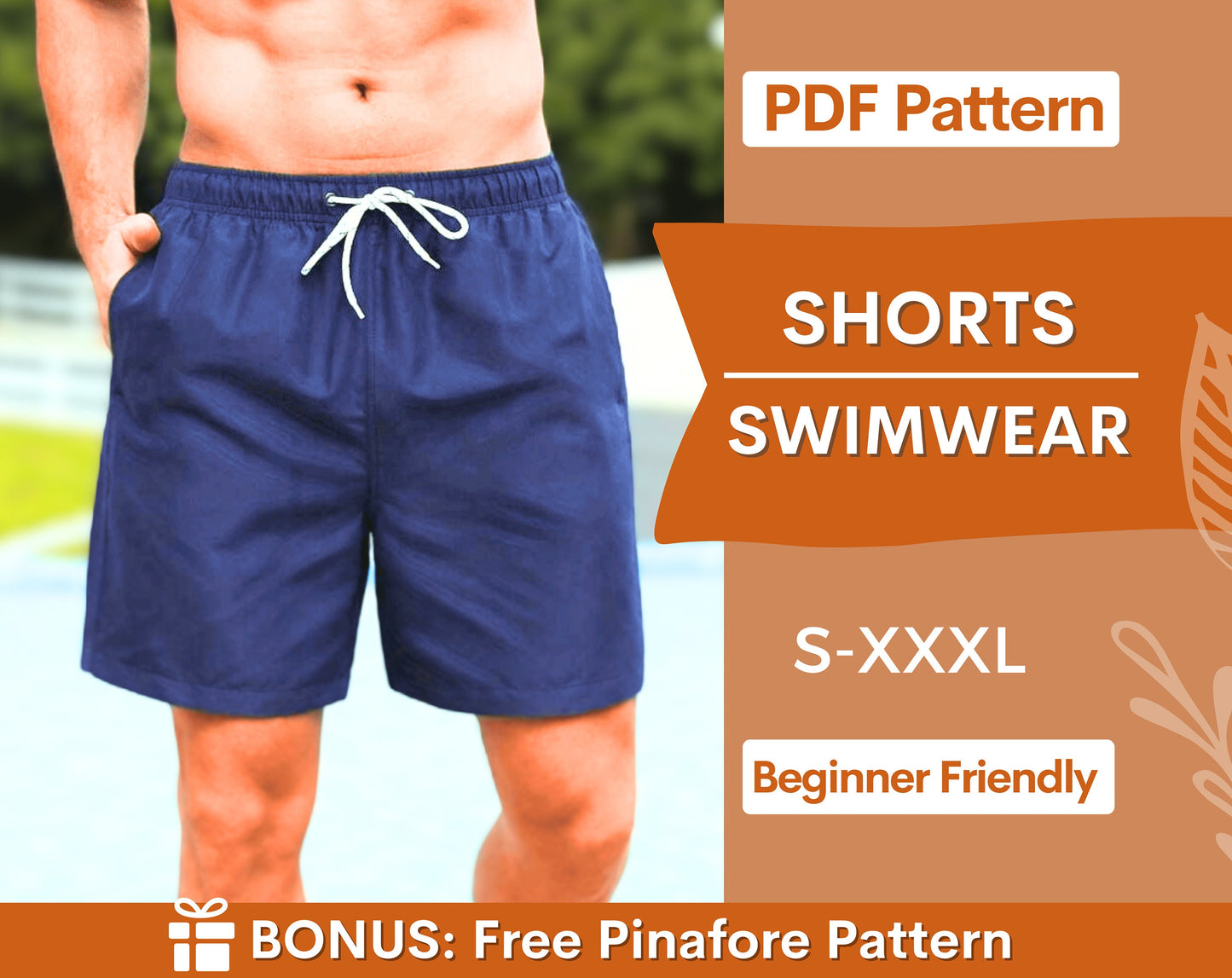 Men Shorts Pattern | Men's Swimwear Sewing Pattern | Instant Download | Sewing Pattern Shorts Men | S-XXXL | Sewing Pattern for Men PDF