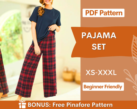 Pajama Pattern for Women | Sewing Patterns | Women Patterns, Nightwear Pattern, Pyjama Sleepwear Pattern, Nighty Pattern, Pajama Set Pattern