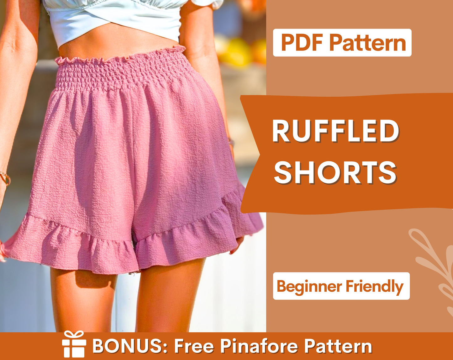 Shorts Pattern | High waisted shorts pattern | Ruffled shorts pattern | Easy Shorts Pattern | Shorts PDF Pattern | Wide shorts pattern PDF