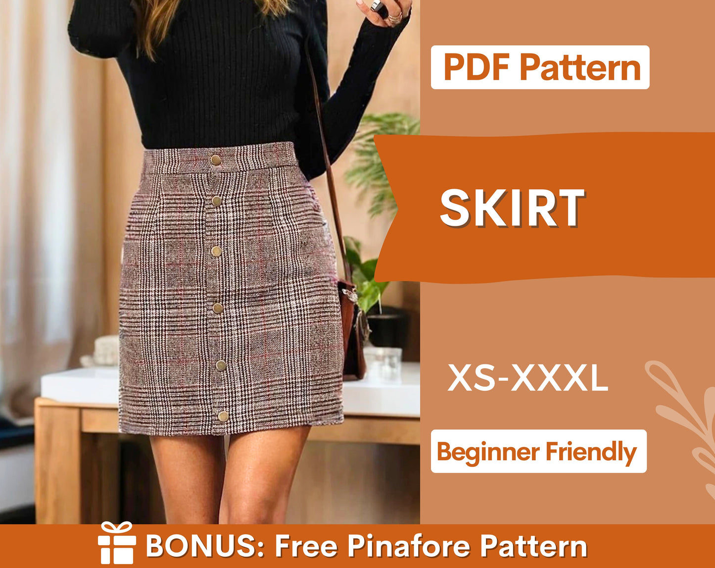 Skirt Pattern, Mini Skirt Pattern, Sewing Patterns, Sewing patterns for Women, Skirt Patterns for Women, Button Skirt, Womens Skirt Pattern