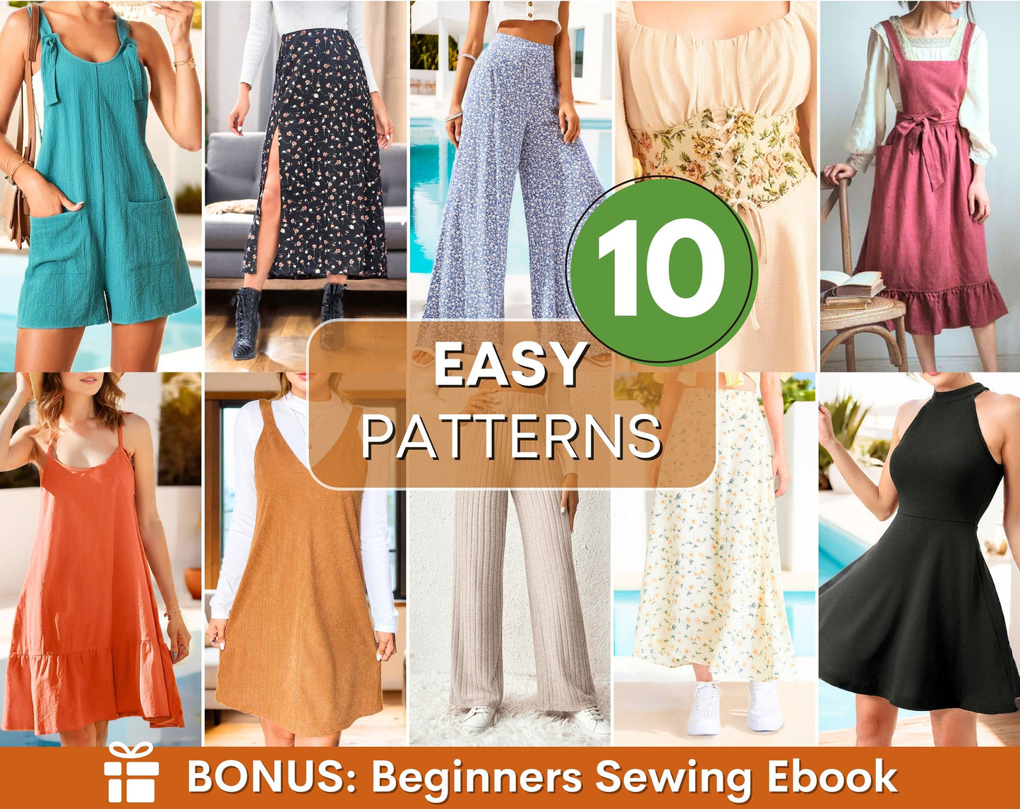 Beginner Sewing Patterns Bundle | Women Sewing Patterns | Beginner Sewing Project | Dress Pattern | Top Pattern | Skirt Sewing Patterns