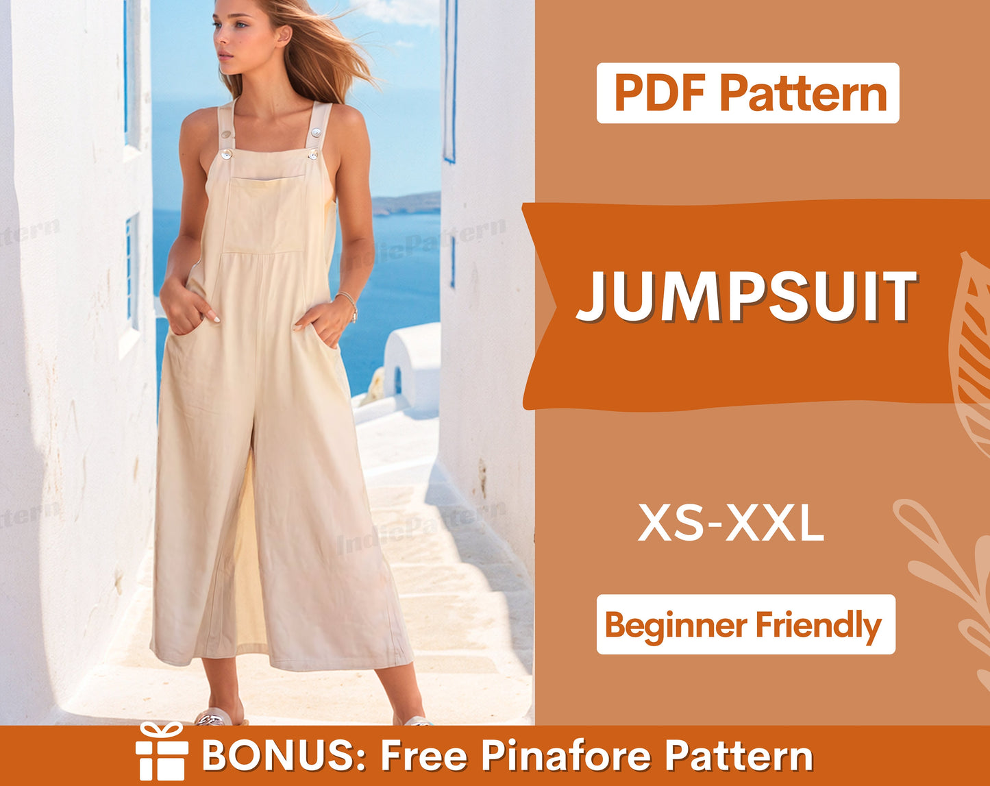 Jumpsuit Sewing Pattern | XS-XXL | Overalls pattern | Jumpsuit PDF Pattern |Women's Jumpsuits | Dungaree Pant Loose Trouser | Sewing Pattern